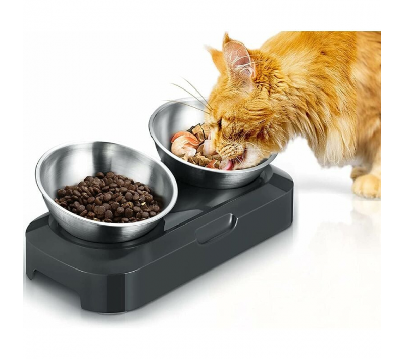 400ml X2 Bol Gamelle Chien Chat Surélevé En Acier Inoxydable,  Double Pour Chat Et Chien D'alimenta