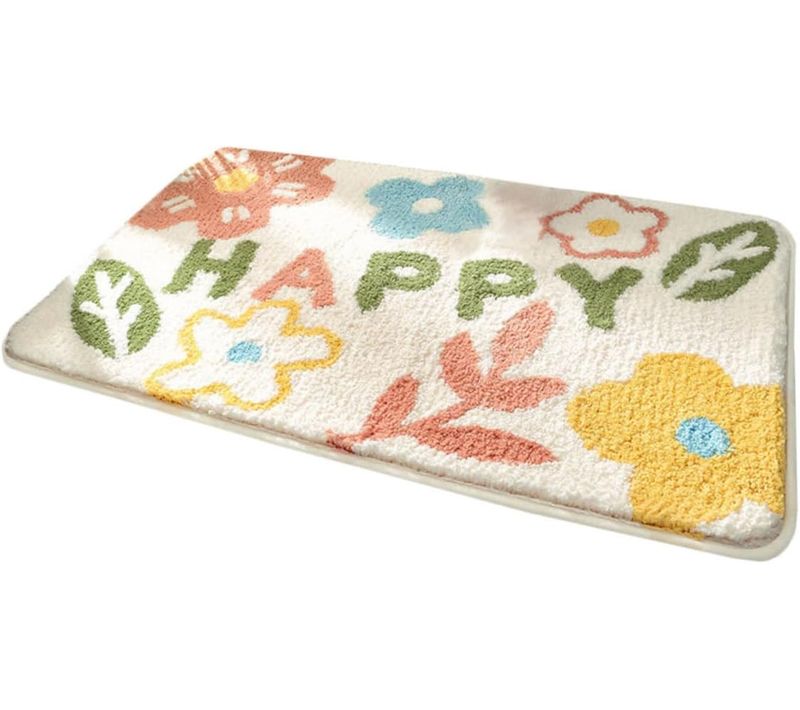 Tapis De Bain Antidérapant 40 X 60 Cm Cartoon Plantes Fleurs