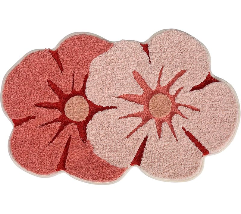 Tapis De Salle De Bain Fleurs 45x70 Cm - Rose