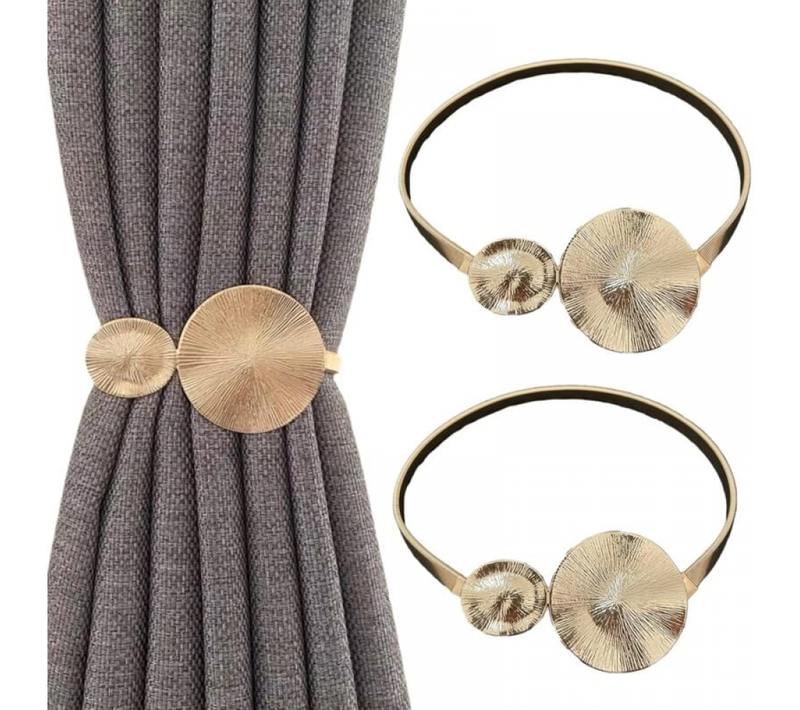 Feuille De Lotus Lot De 2 Embrasses De Rideau En Métal Doré Moderne - Accessoires Pour L'intérieu