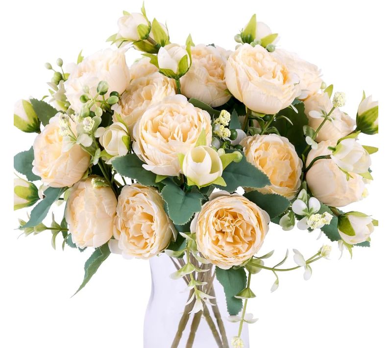 4pcs Coloré Bouquets Pivoine Fleurs Artificielles Fleurs Blanches Pivoines En Soie Bouquets Pour