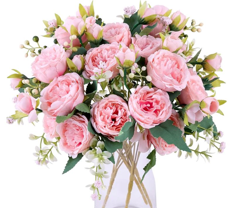 4pcs Roses Bouquets Pivoine Fleurs Artificielles Fleurs Blanches Pivoines En Soie Bouquets Pour