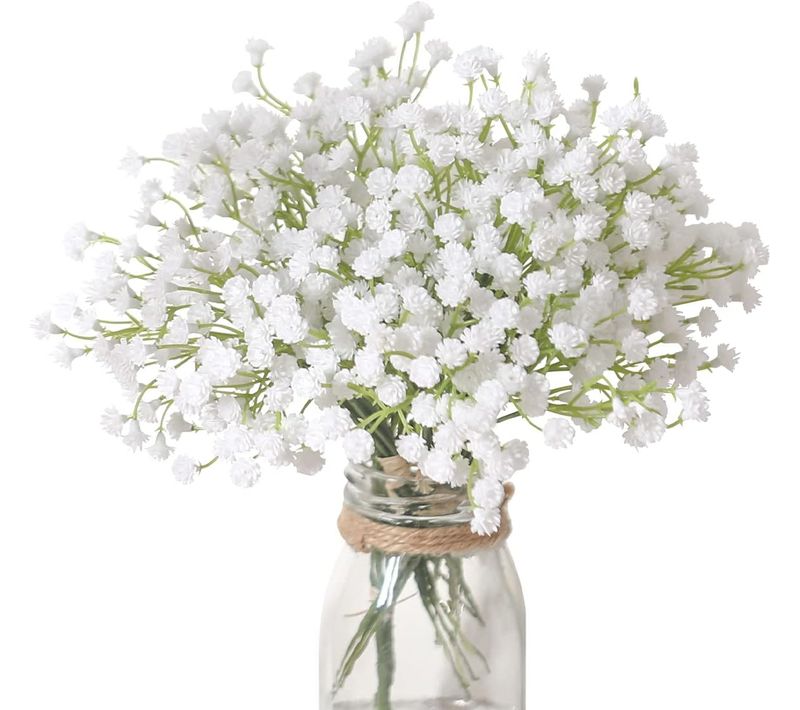 10 Bouquets De Fleurs Artificielles Blanches Gypsophiles Pour Décoration De Mariage Ou De Maison