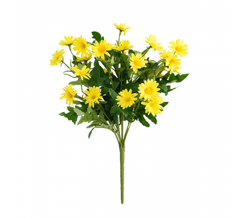 2pcs Jaune De Fleurs En Plastique Artificielles,résistantes Aux Uv,sans Fondu,pour Intérieur