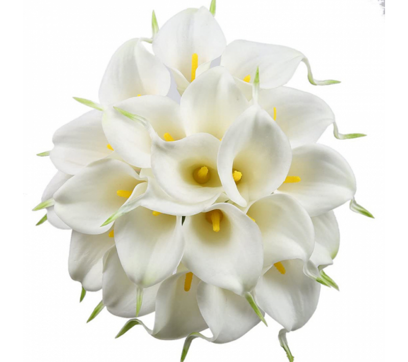 20 Pièces  Blanc-jaune Lys Calla De Mariée Bouquet De Fleurs Artificielle Tête De Fleur En Latex