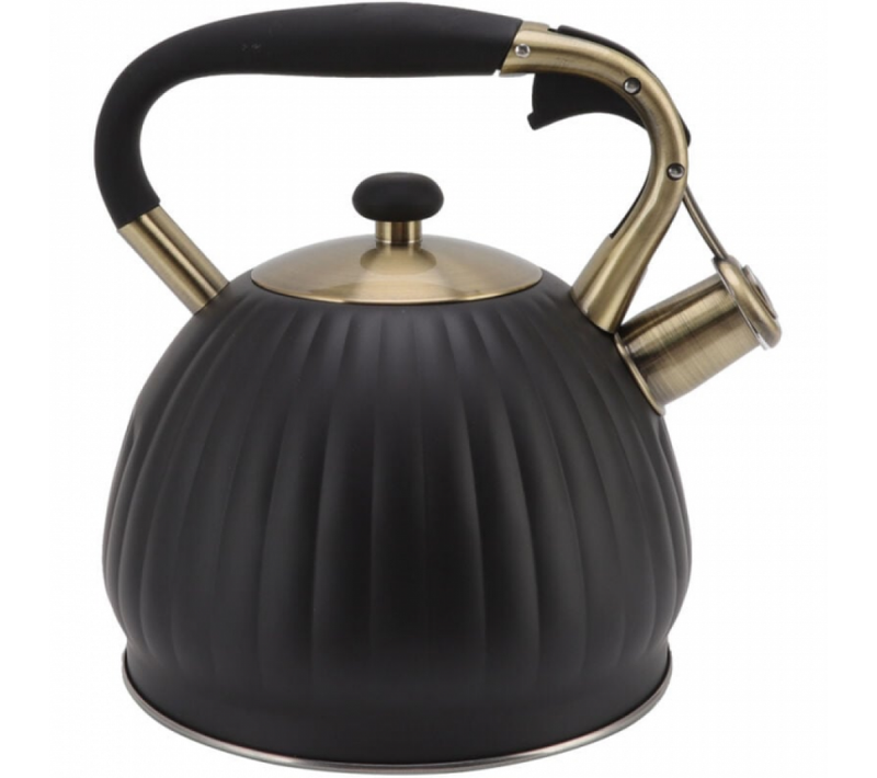 Noir Bouilloire à Thé Sifflante 3,5 L En Acier Inoxydable En Forme De Citrouille Théière Théière