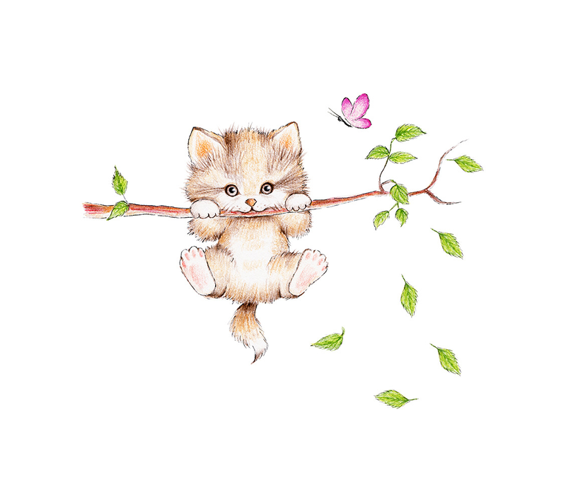 30*60cm Stickers Muraux Enfants Autocollants Animaux Forêt Arbre Branche Fleurs Sticker Mural