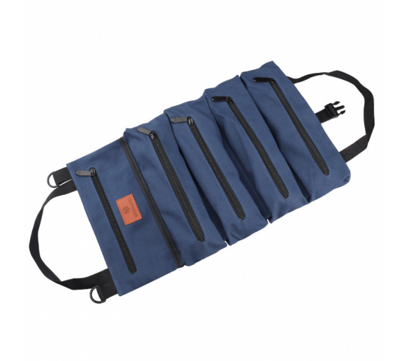 Bleu Sac à Outils En Toile Enroulable Avec 5 Poches Zippées, Sac à Outils Polyvalent