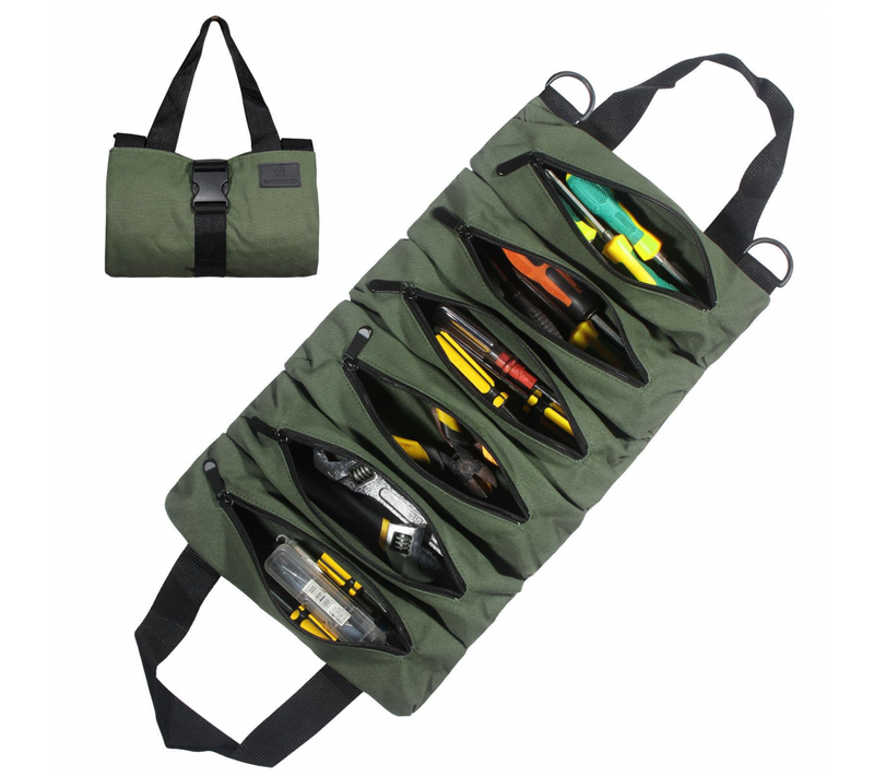 Vert Outils En Toile Rouleau De Pochette à Outils Multifonction Sac à Outils Portable