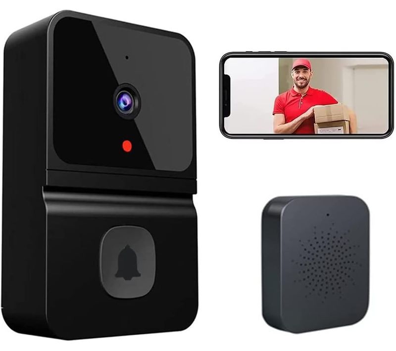 Sonnette Sans Fil Avec Caméra,1080p Visiophone Sans Fil Avec Carillon,audio Bidirectionnel,ip65