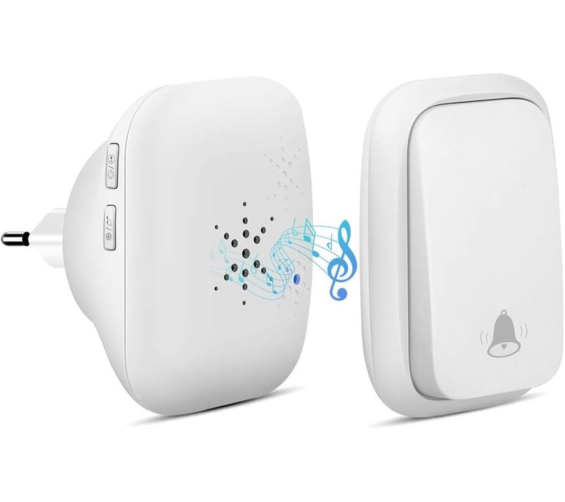 Blanc-sonnette Sans Fil, Sonnette Auto Alimentée Sans Batterie Requise Carillon De Porte Sans Fil