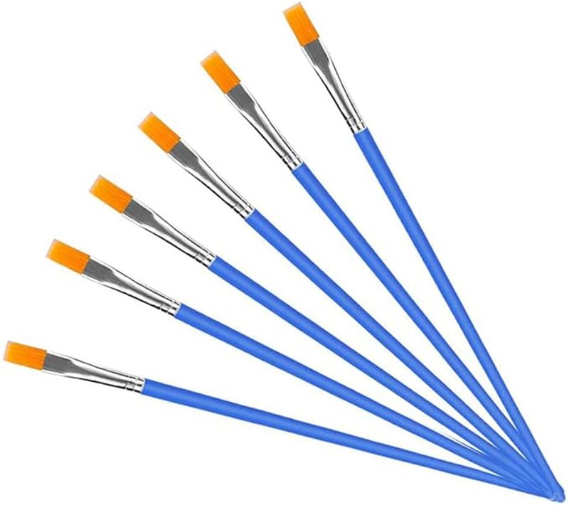 Bleu 6 Pinceaux Plats, Petit Pinceau En Vrac Pour Les Détails Fins, Peinture D'art-acrylique