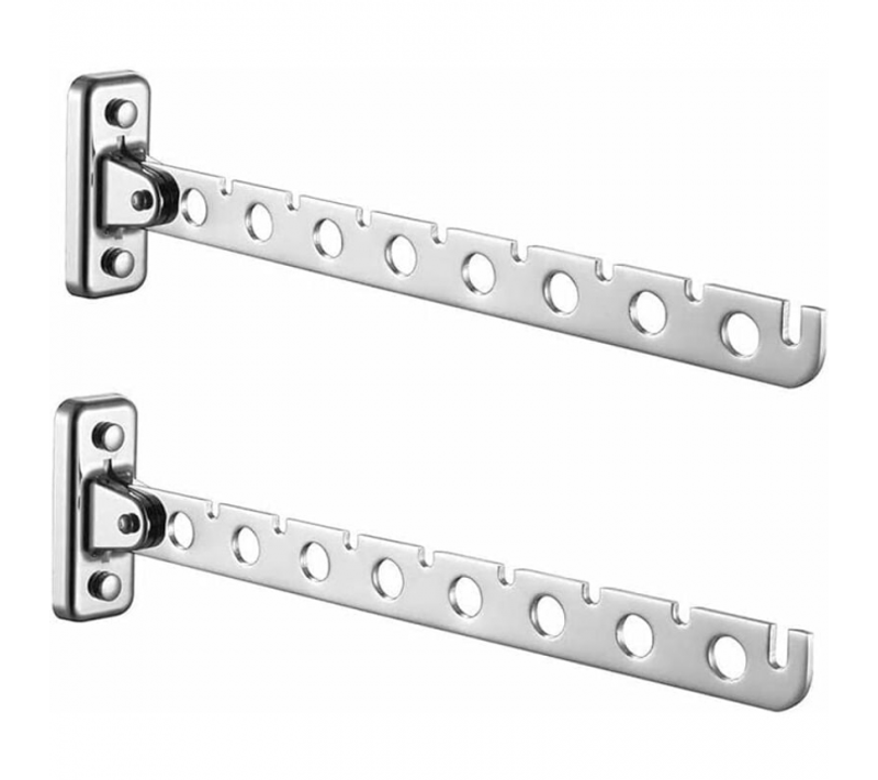 2pcs  Étendoirs Muraux Rabattables En Acier Inoxydable - Accroche Murale Pour Vêtements