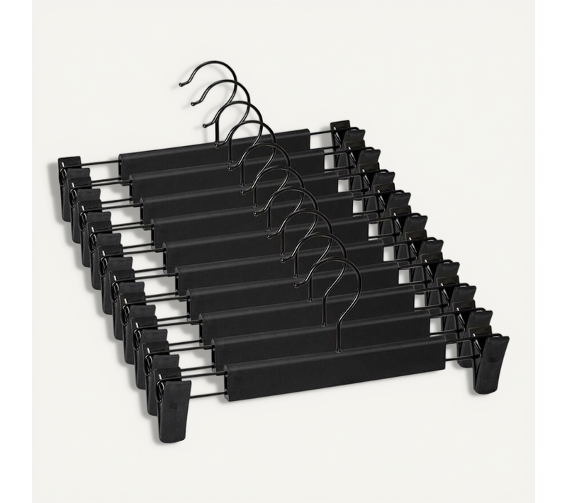 Noir Lot De 10 Cintres Pour Pantalon, Cintres Porte-jupes, Avec 2 Pinces Antidérapants Et Réglabl
