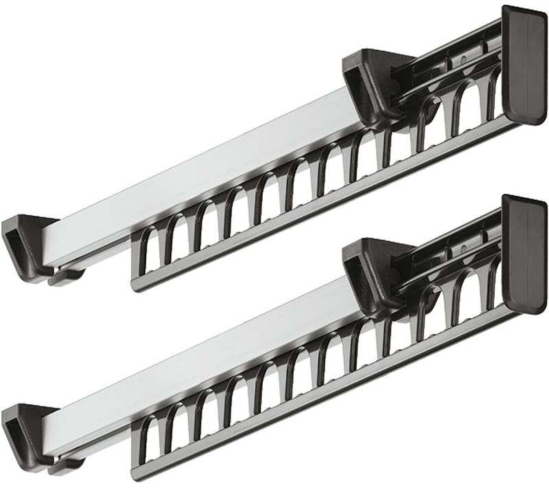 2 Pièces Porte-vêtements Armoire Garde-robe Extractible Coulissant Pour Cintre Support Portemanteau