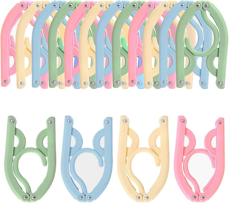 Lot De 16 Cintres Pliables En Plastique Pour Les Vacances, Le Camping, L'intérieur Et L'extérieur