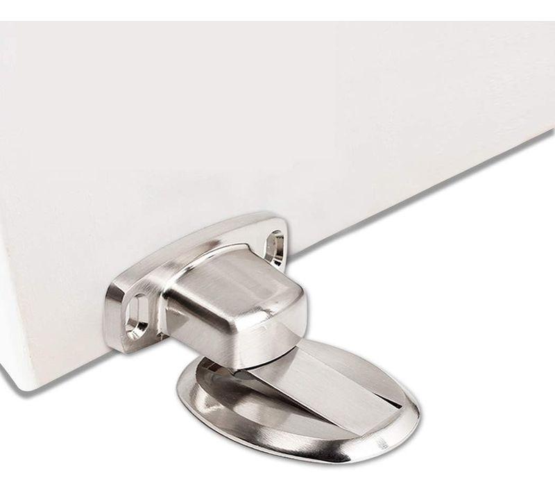 Argent Butée De Porte En Métal Magnétique Solide Butée De Porte Robuste Avec Vis Auto-adhésives