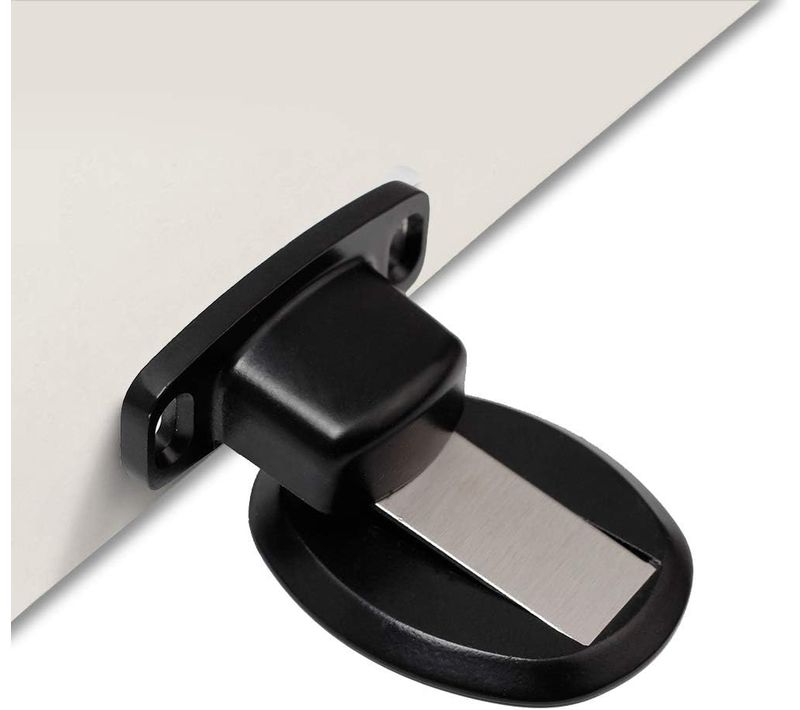 Noir Butée De Porte En Métal Magnétique Solide Butée De Porte Robuste Avec Vis Auto-adhésives