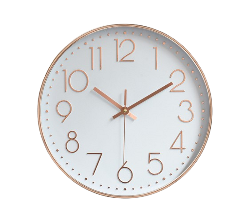 Moderne Horloge Murale Mute Silencieuse Pendule Murale Pour La Chambre Cuisine Salon - Or Rose