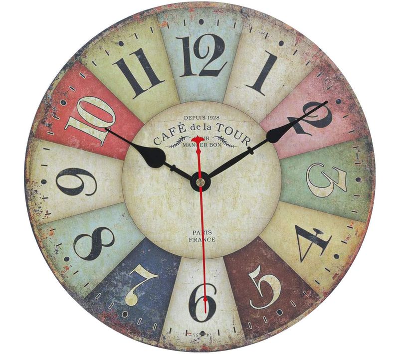 Horloge Murale Vintage Rétro - Horloge Industrielle Design Silencieuse Pendule Murale Bois Modern