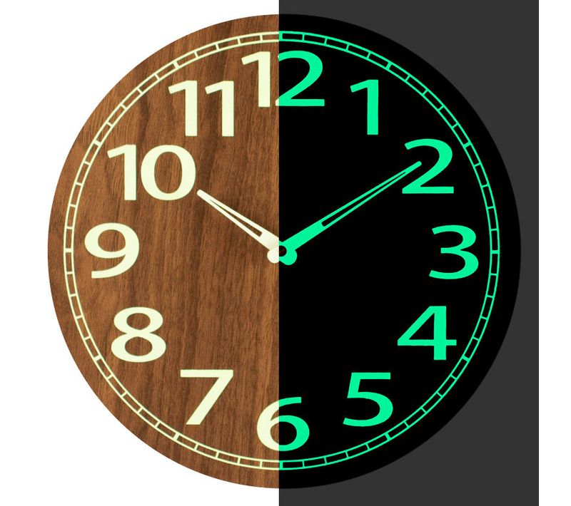 Horloge Murale Lumineuse Simple En Bois 30cm Horloge Silencieuse Panneau De Fibres De Bois Moyen