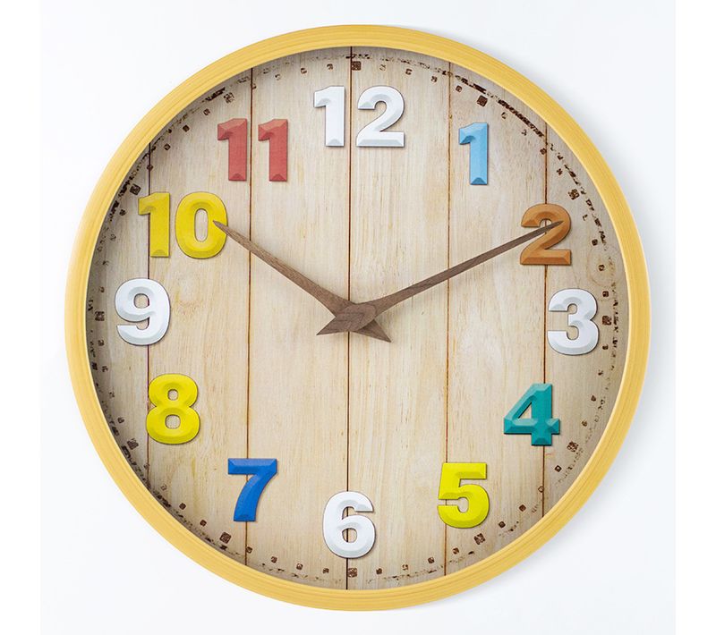 30cm-cartoon Bedroom Simple Clock Colourful Imitation Wood Grain Wall Clock Personalized Creative