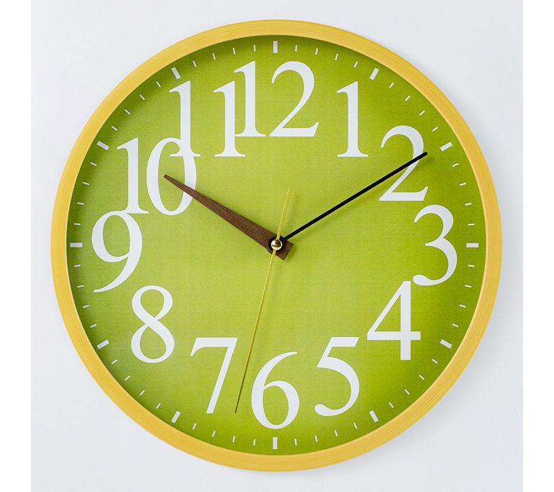 30cm-horloge Murale Simple Et Créative, Petite Horloge Verte Et Fraîche, En Faux Grain De Bois