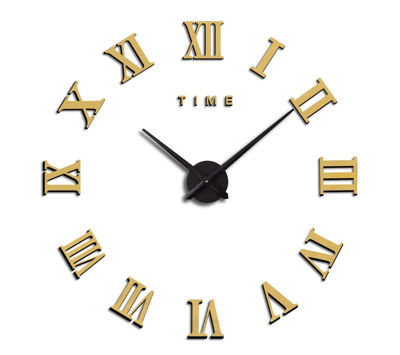 Doré Diy Grand Pendule Murale Chiffres Romains Big Montre Stickers 3d Horloge Montre Murale Home