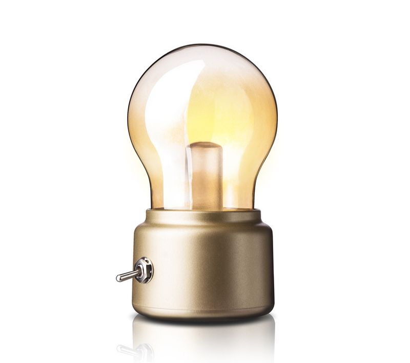 Lampe De Chevet Rétro Ampoule(d'oro), USB Rechargeable LED Night Light Mini Lampe De Chevet Lampe
