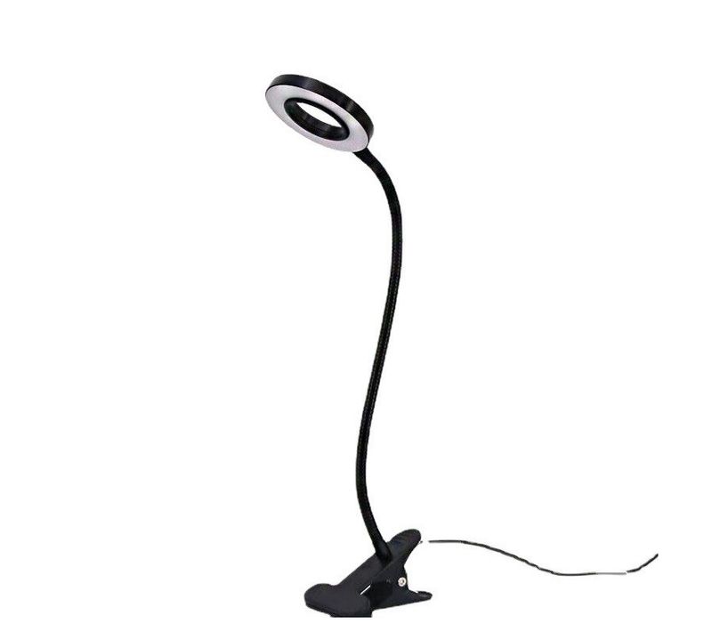 Noir, Lampe De Bureau à Pince 48 LED Flexible à 360°lampe Lecture Clipsable 3 Modes D’éclairage
