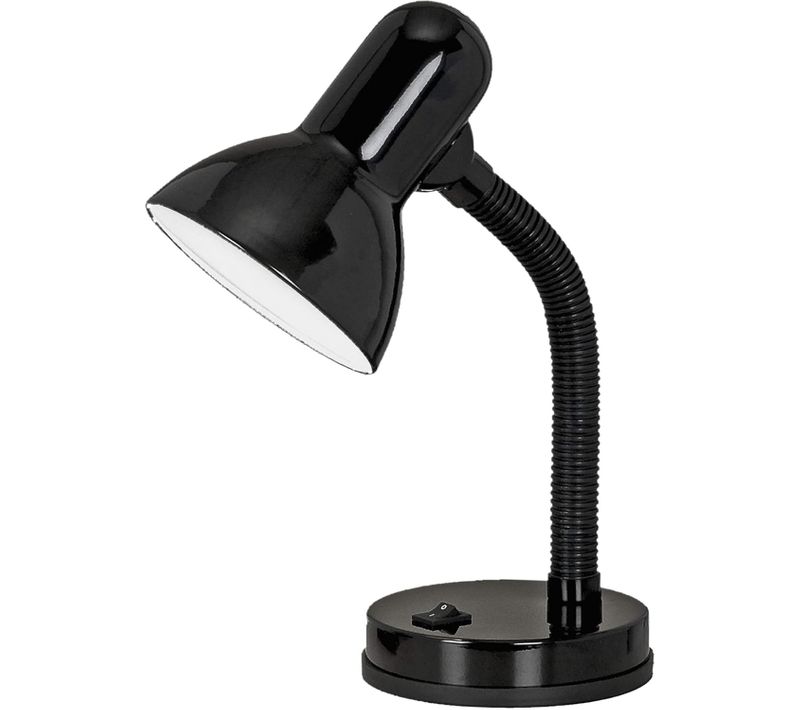 Noir-lampe De Table De Chevet Basic, Lampe De Bureau Et De Lecture En Acier Et Plastique Noir