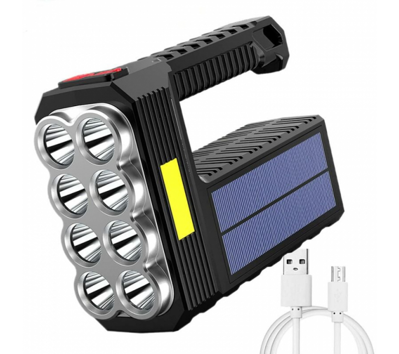 LED Flashlight, USB/solar Rechargeable Ultra-bright Port Flashlight Waterproof Portable Pocket