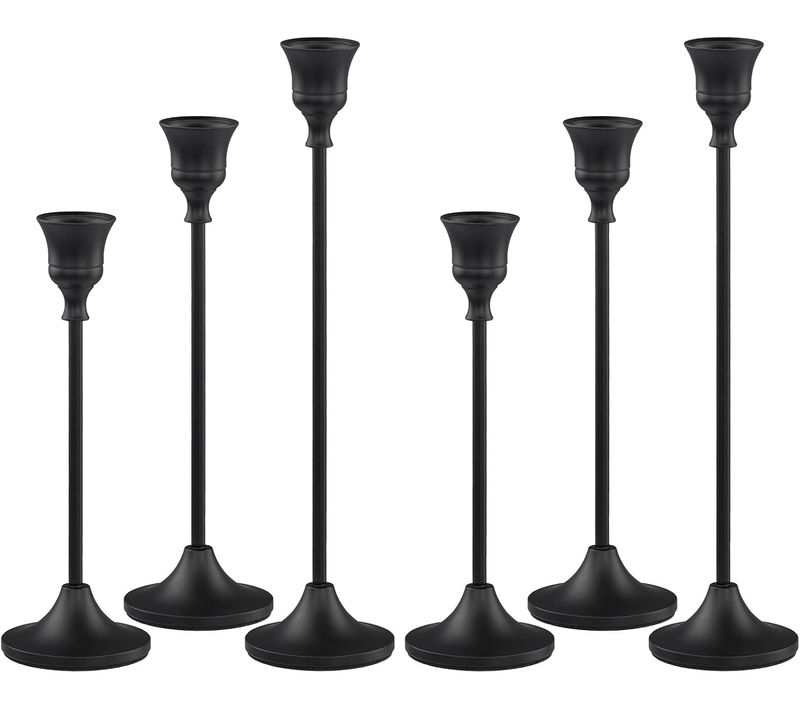 Lot De 6 Bougeoirs Coniques En Laiton Noir - Bougeoirs Vintage Et Modernes - Décoration