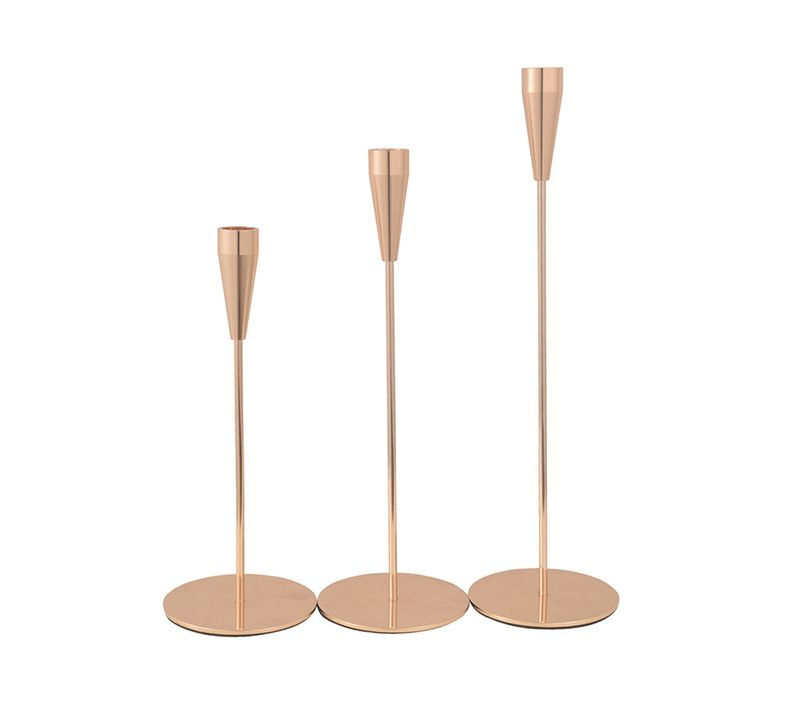 Lot De 3 Bougeoirs Dorés, Bougeoirs Coniques Pour Chandeliers, Décorations D'automne De Ferme Mod