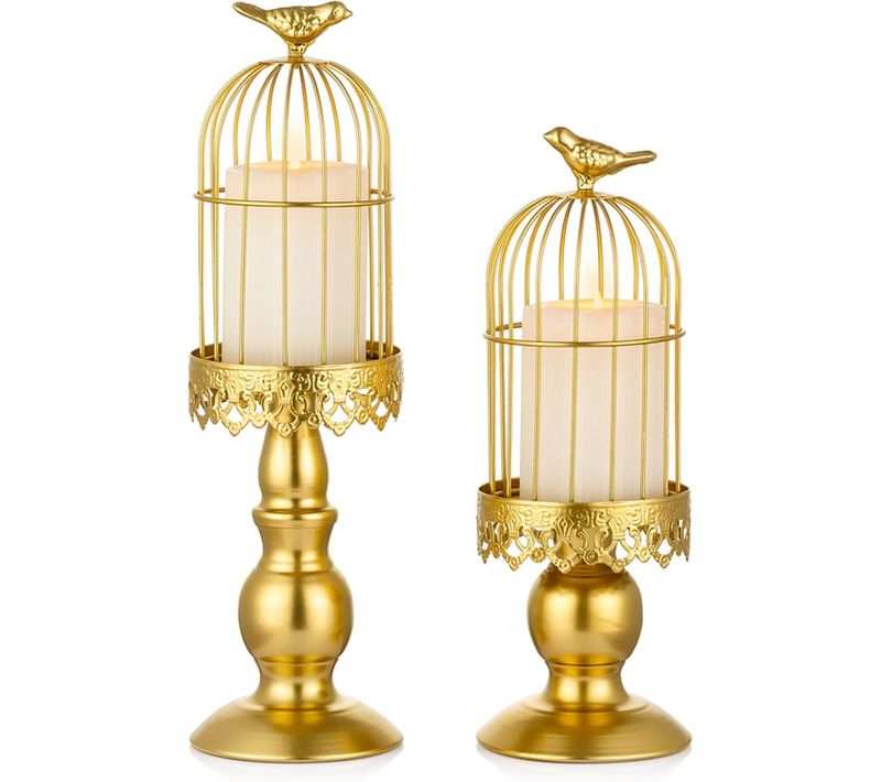 Gold- S + L Chandelier à Cage à Oiseaux Vintage, Chandeliers Décoratifs Pour Tables De Mariage