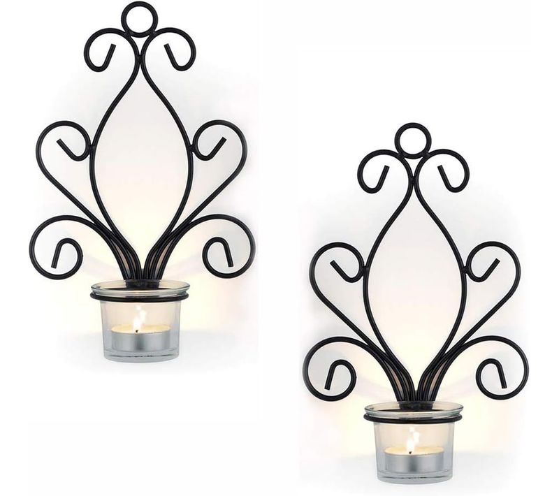 2pcs Chandelier Mural De Style Vintage, Chandelier En Fer Créatif, Décorations Murales De Jardin