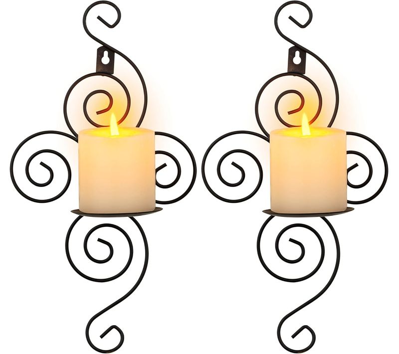 Chandelier Mural De Style Vintage（noir）, Chandelier En Fer Créatif, Décorations Murales De Jardin