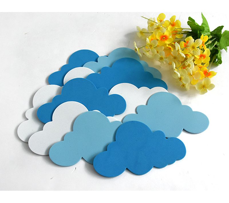 7*11.5cm,24 Stickers Muraux Enfants Nuages - Autocollants Décoration Murale Chambre Bébé - Facile