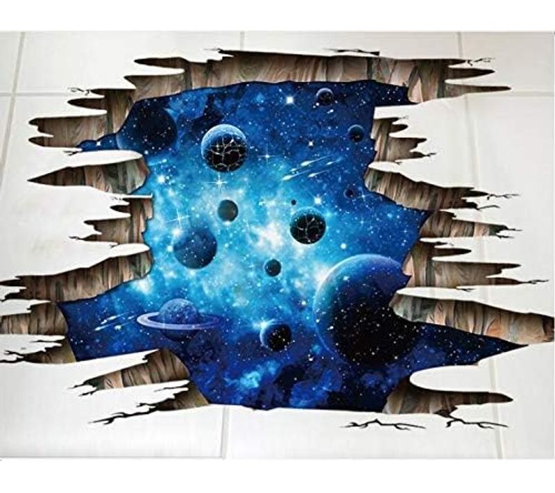 Sticker Mural Univers Planète Galaxie Fenêtre 3d Autocollant De Sol Autocollant De Plafond Wall