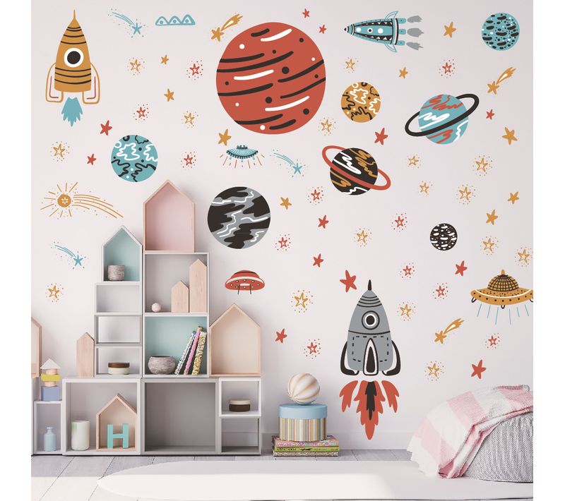 Stickers Muraux Vaisseau Spatial Autocollants Muraux Mural Stickers Pour Chambre Salon Mur TV