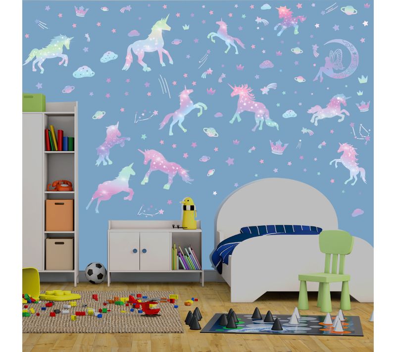 3 Pièces Stickers Muraux La Licorne Dégradée Autocollants Muraux Mural Stickers Pour Chambre Salon