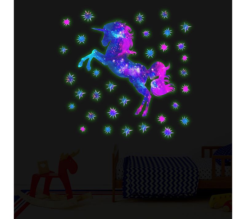 Stickers Muraux Licorne Lumineux Autocollants Muraux Mural Stickers Pour Chambre Salon Mur TV