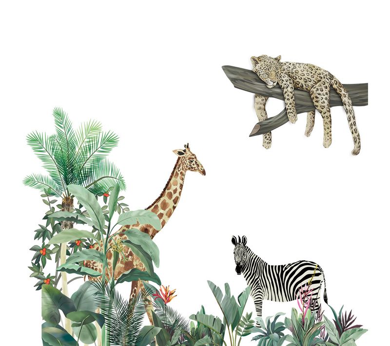 2 Pièces Stickers Muraux Girafe Zebra Léopard Autocollants Muraux Mural Stickers Pour Chambre Salon