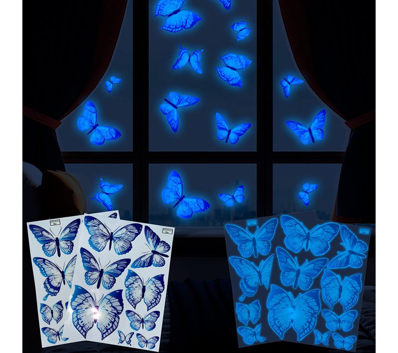 3 Pièces Stickers Muraux Papillons Lumineux Autocollants Muraux Mural Stickers Pour Chambre Salon