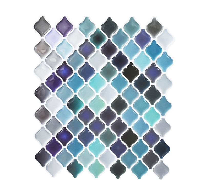 10pcs Papier Peint Carrelage Autocollant Bleu Violet 25 X21 Cm Style Mosaïque Sticker Mural Film