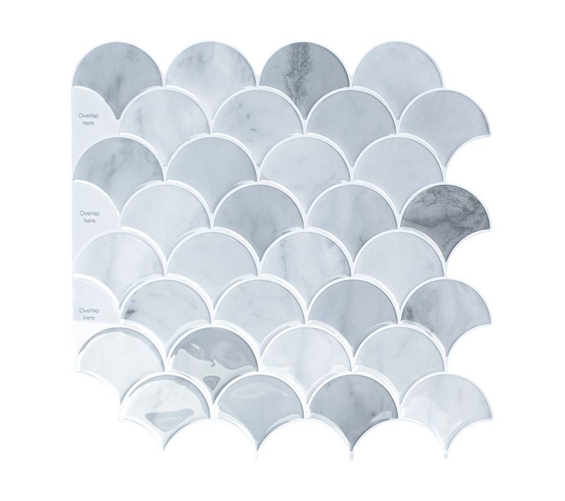 10pcs Papier Peint Carrelage Autocollant Modèle De Secteur Gris 30 X30 Cm Style Mosaïque Sticker