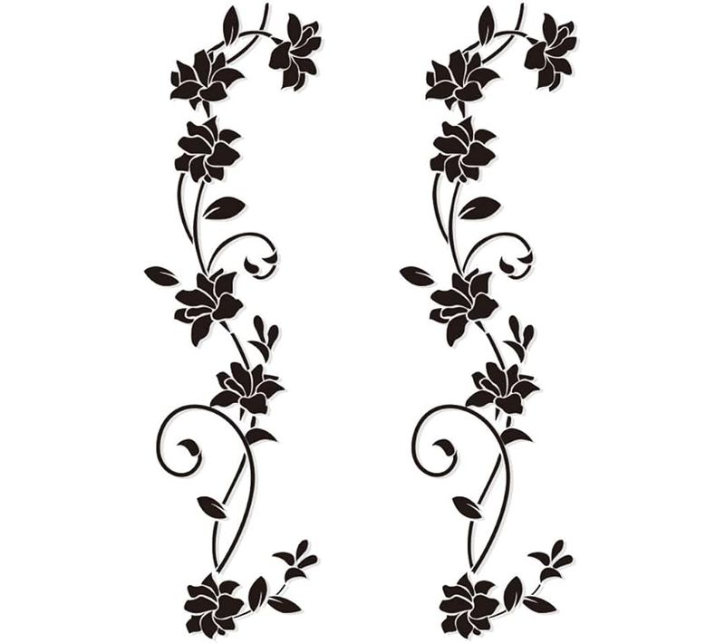2 Sets Stickers Muraux 105 * 30cm Fleur De Vigne Noir Deisgn En Pvc Autocollant Mural Pour Enfant