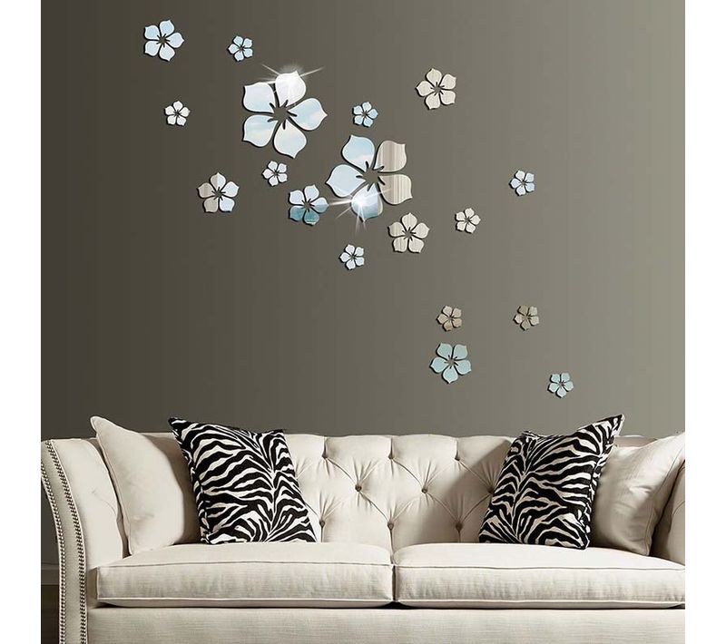 18pcs Autocollants Stickers Muraux Fleurs Décoration Murale Bricolage Pour Chambre Salon