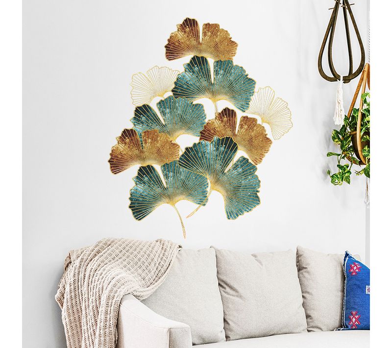 Rétro Ginkgo 2pcs (30 * 90cm) Autocollant Mural Autocollant Plante Herbe Je Décore Salon Chambre