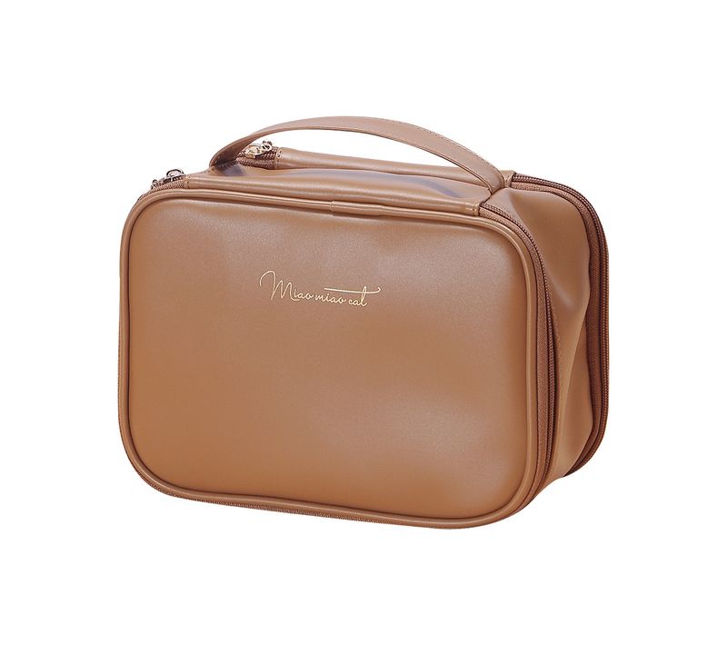 Trousse De Toilette En Cuir Pu Pour Femmes - Marron, Grand Sac à Cosmétiques Pour Hommes